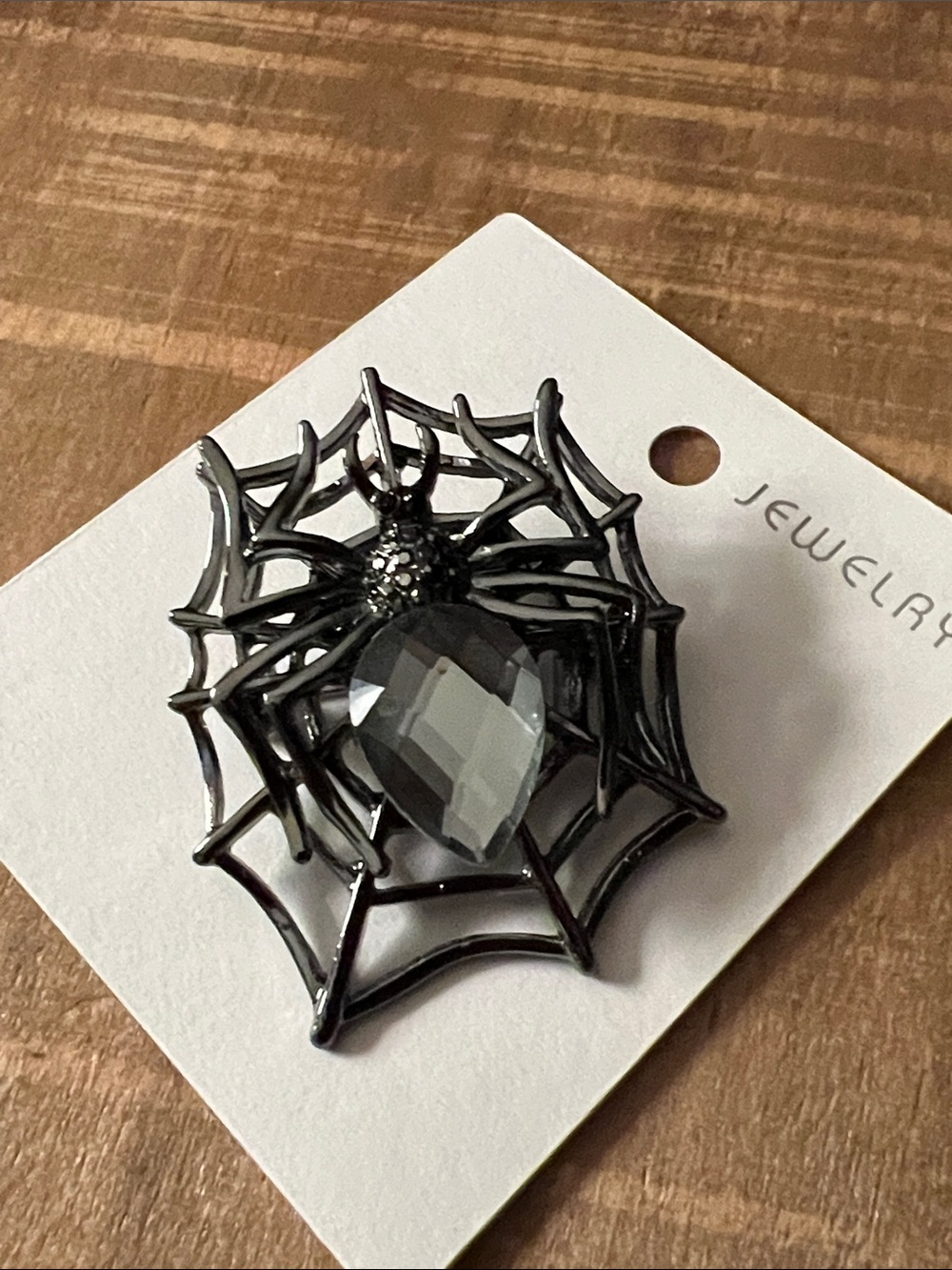 3/$18 Black Spider Web Brooch with Faceted Gem Lot 6085